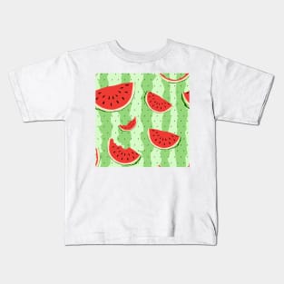 Watermelons with a green background Kids T-Shirt